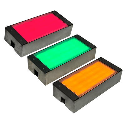 诺比 LED厚款地砖灯 同步与交通信号灯红黄绿3色带不锈钢地埋件